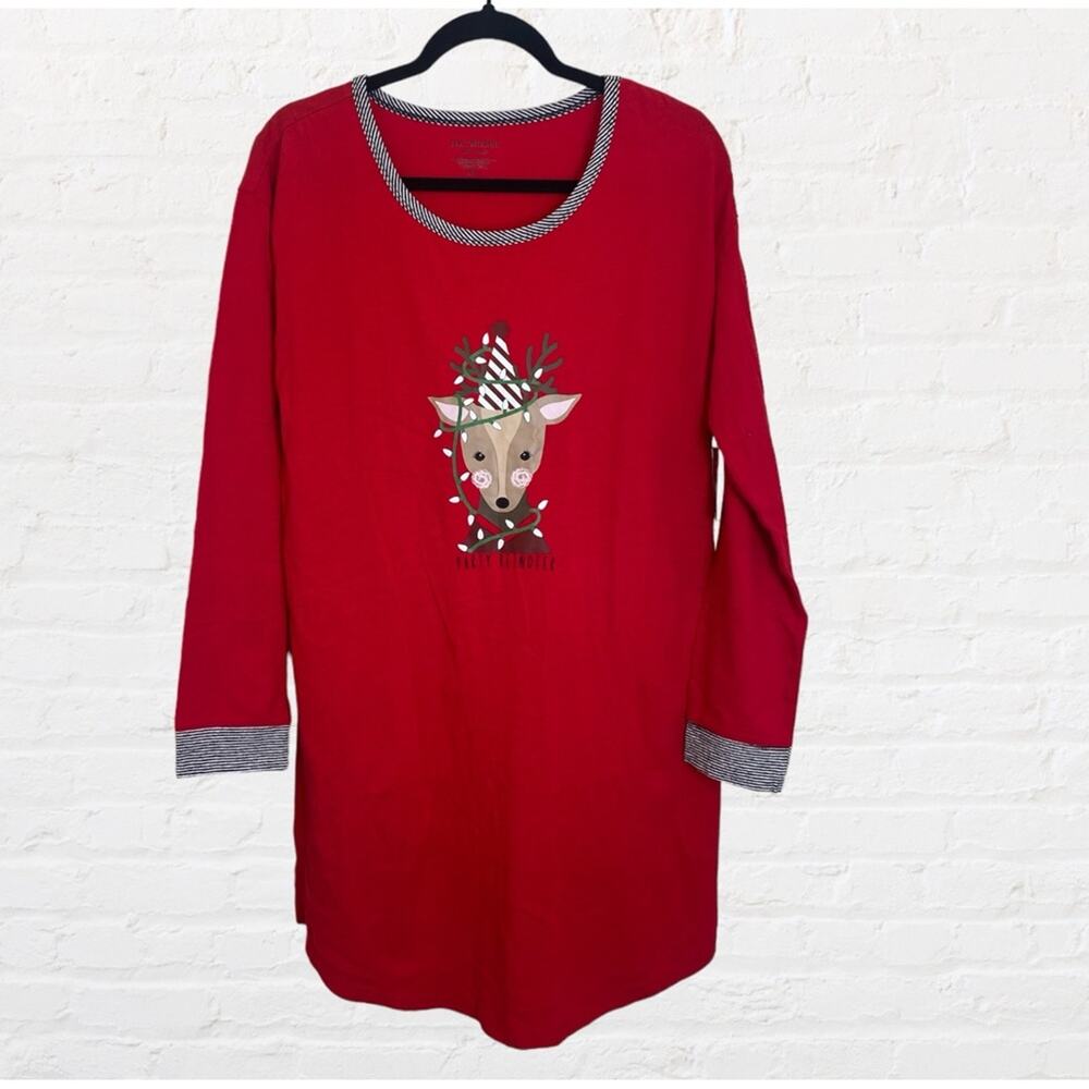 NEW Isaac Mizrahi Party Reindeer Christmas tshirt pajamas